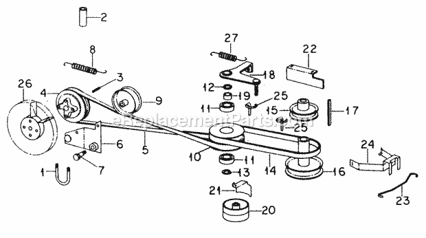 Drive Diagram and Parts List for 282 133-282-399, 132-282-100, 134-282-100, 133-28 Cub Cadet Lawn Mower